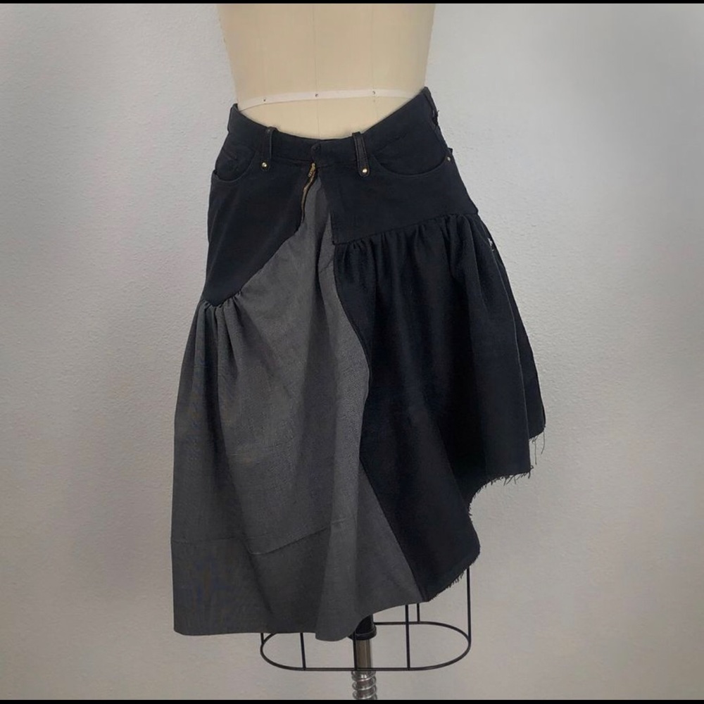 ReBird flared jeans upcycled skirt